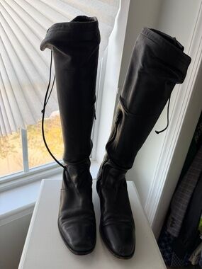 Christian Louboutin Black Over-the-Knee Leather Riding Boots